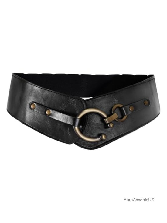 Accessories - Vintage Wide Elastic Stretch Waist Belt with Interlock Buckle